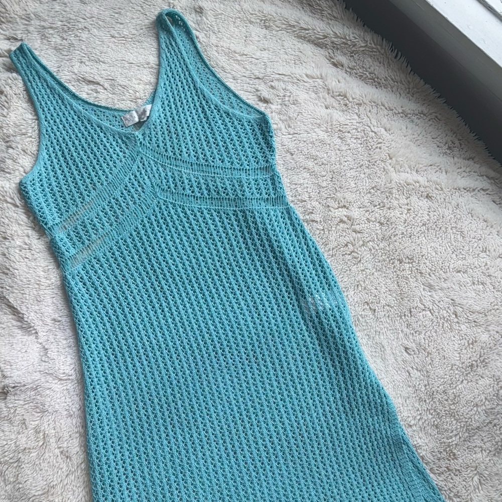 Crotchet Knit Dress With High Slit